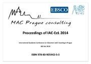 Proceedings of IAC-EeL 2014education and e-learning : conference proceedings : International Academic Conference on Education and E-learning in Prague