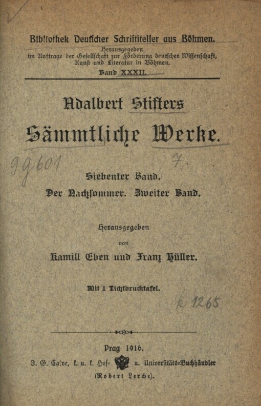 Adalberts Stifters Sämmtliche Werke.Siebenter Band,Der Nachsommer.