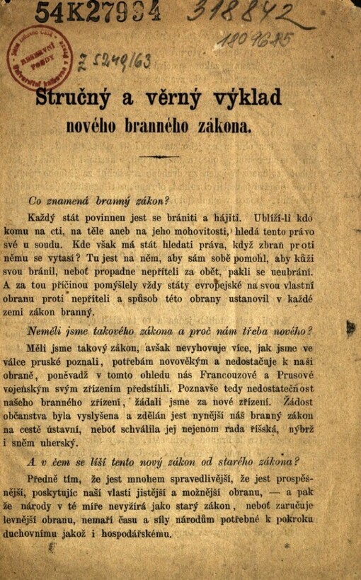 Stručný a věrný výklad nového branného zákona