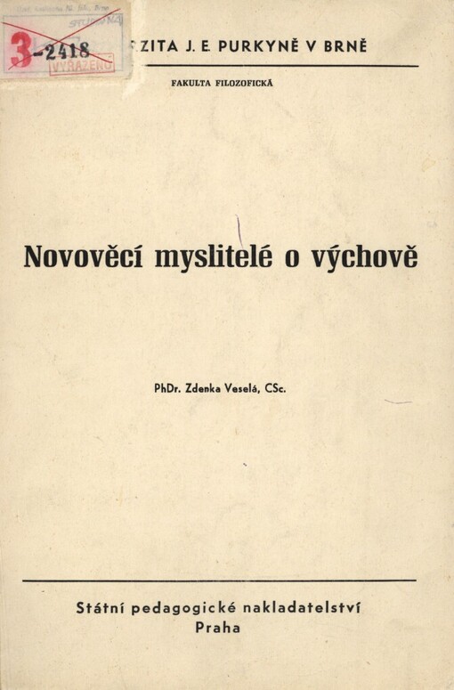 Novověcí myslitelé o výchově