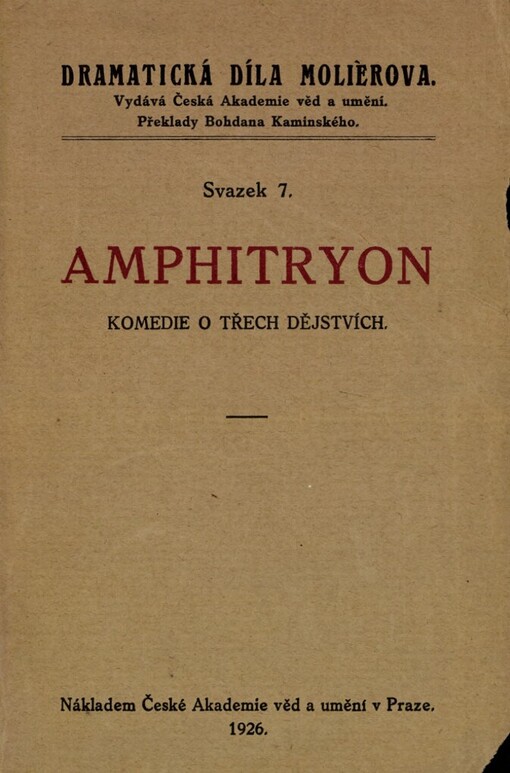 Amphitryon :komedie o třech dějstvích