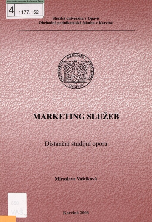 Marketing služeb: distanční studijní opora