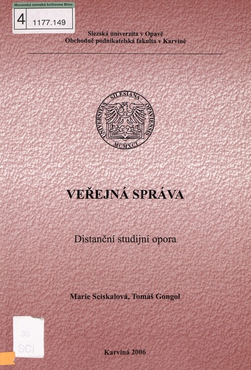 Veřejná správa: distanční studijní opora