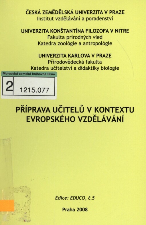 Příprava učitelů v kontextu evropského vzdělávání