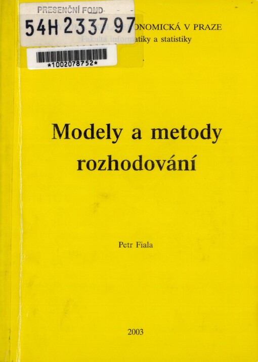 Modely a metody rozhodování