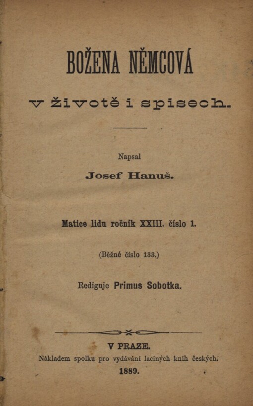 Božena Němcová v životě i spisech