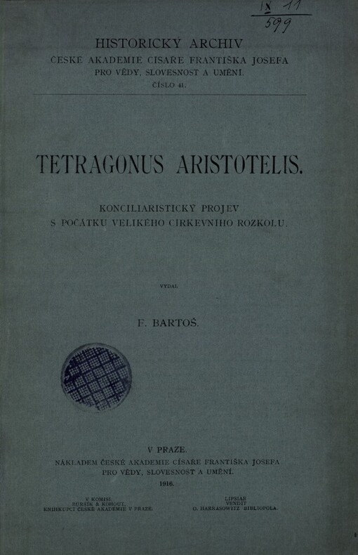 Tetragonus Aristotelis :konciliaristický projev s počátku velikého církevního rozkolu