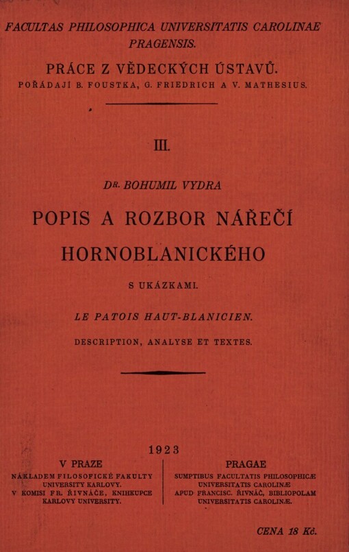 Popis a rozbor nářečí hornoblanického s ukázkami