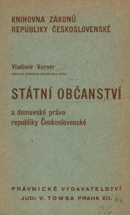 Státní občanství a domovské právo republiky Československé