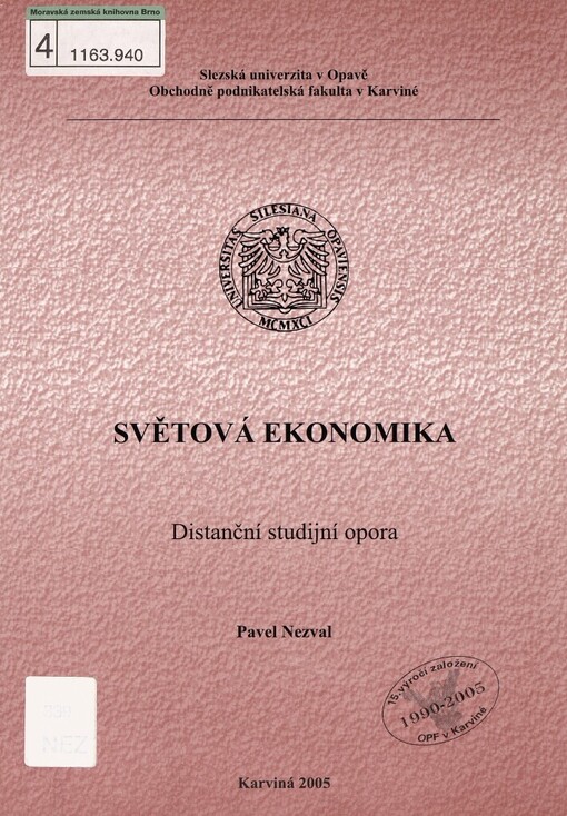 Světová ekonomika: distanční studijní opora