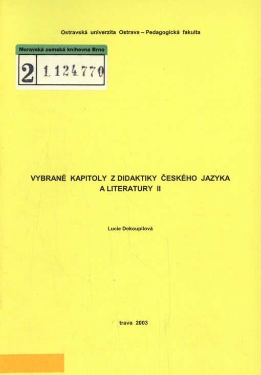 Vybrané kapitoly z didaktiky českého jazyka a literatury II