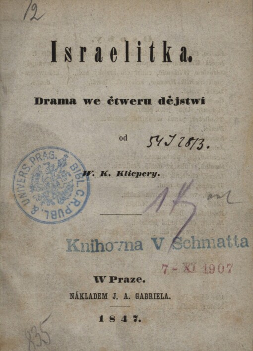 Israelitka :drama we čtweru dějstwí