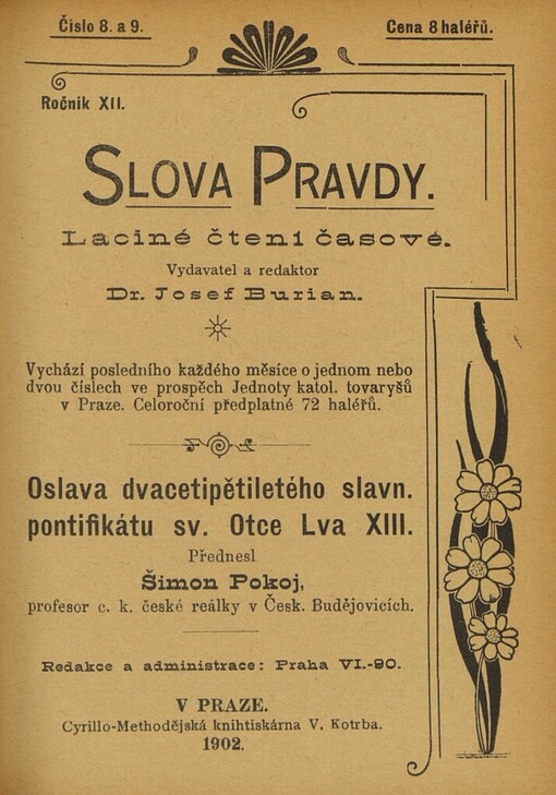 Oslava dvacetipětiletého slavn. pontifikátu sv. Otce Lva XIII.