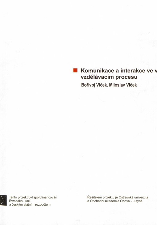 Komunikace a interakce ve výchovně vzdělávácím procesu