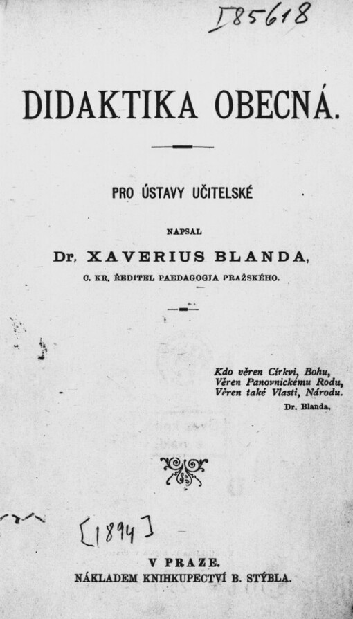 Didaktika obecná: pro ústavy učitelské