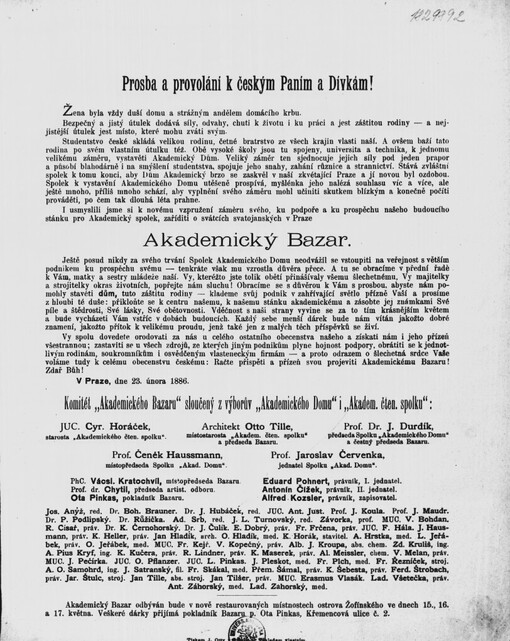 Prosba a provolání k českým paním a dívkám!