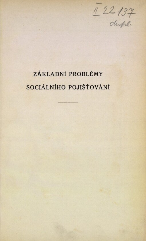 Základní problémy sociálního pojišťování
