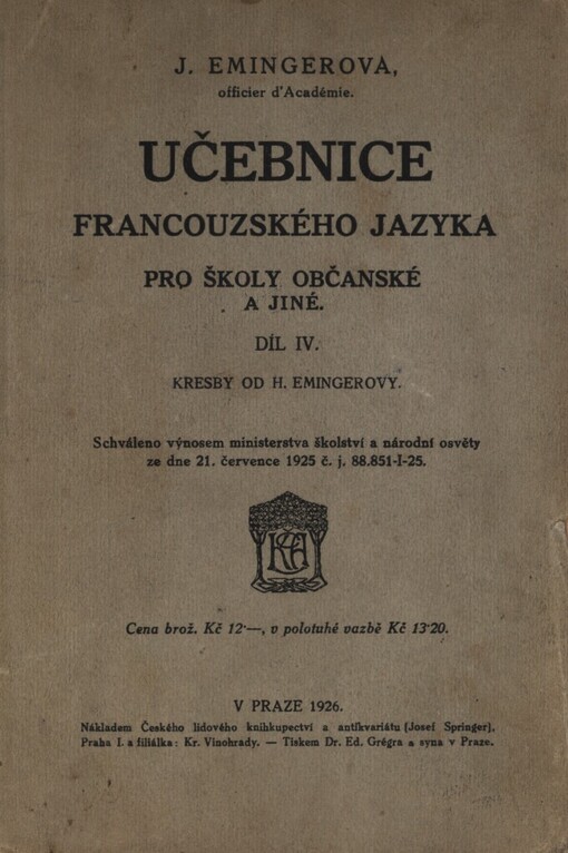Učebnice francouzského jazyka pro školy občanské a jiné