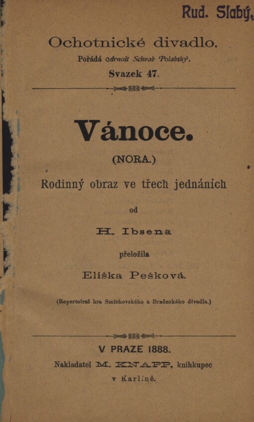 Vánoce : (Nora) : rodinný obraz ve třech jednáních