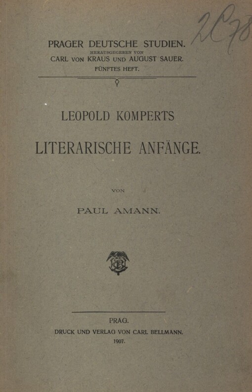 Leopold Komperts Literarische Anfänge
