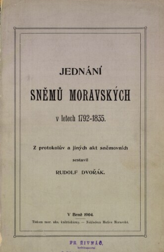 Jednání sněmů moravských v letech 1792-1835