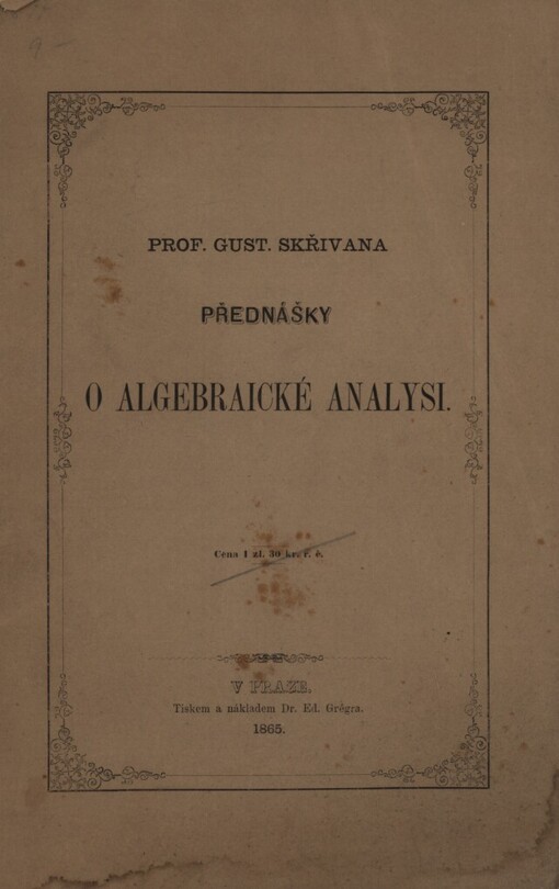 Přednášky o algebraické analysi