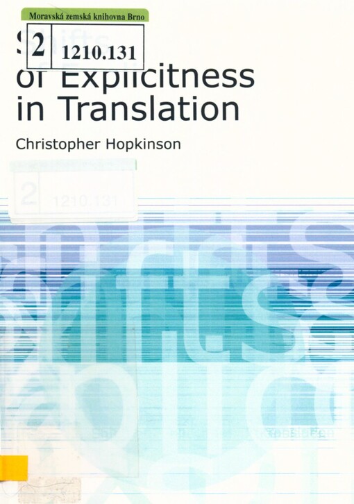 Shifts of explicitness in translation: a Czech-English study