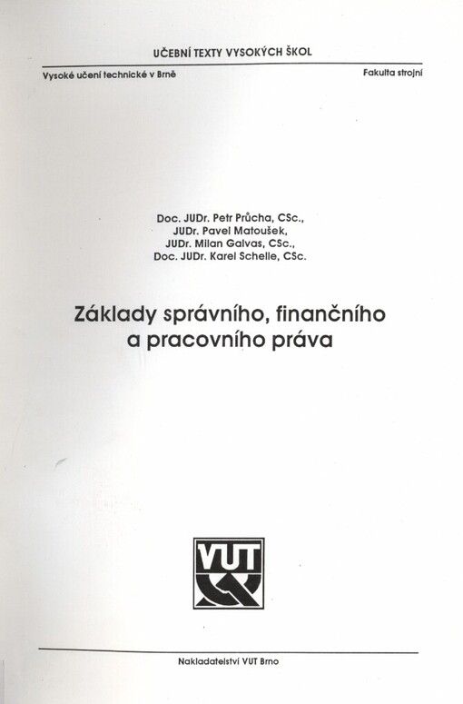 Základy správního, finančního a pracovního práva