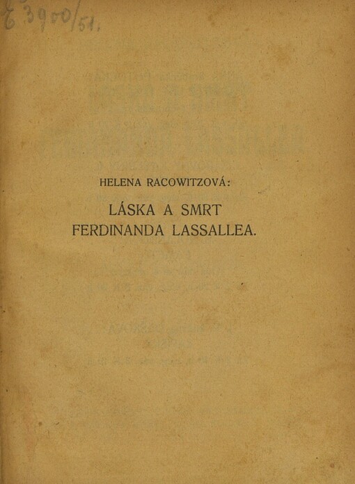 Láska a smrt Ferdinanda Lassallea