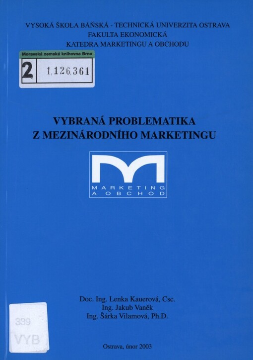 Vybraná problematika z mezinárodního marketingu