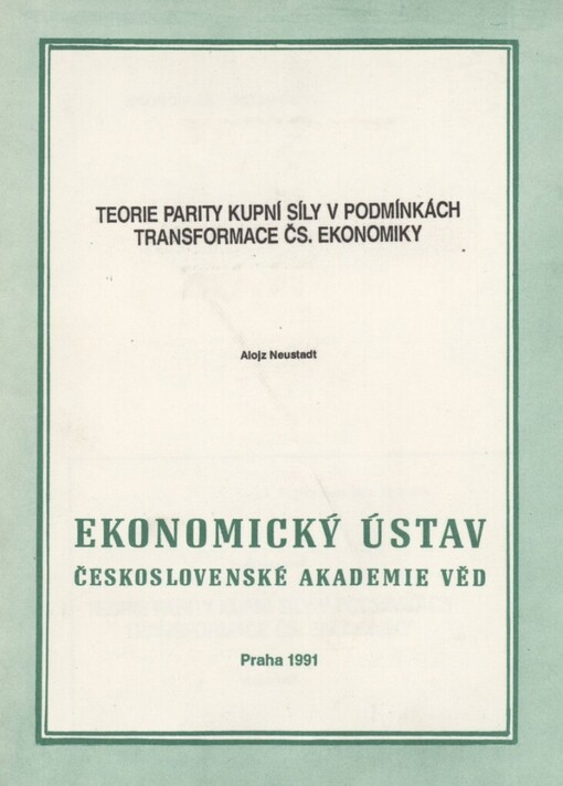 Teorie parity kupní síly v podmínkách transformace čs. ekonomiky