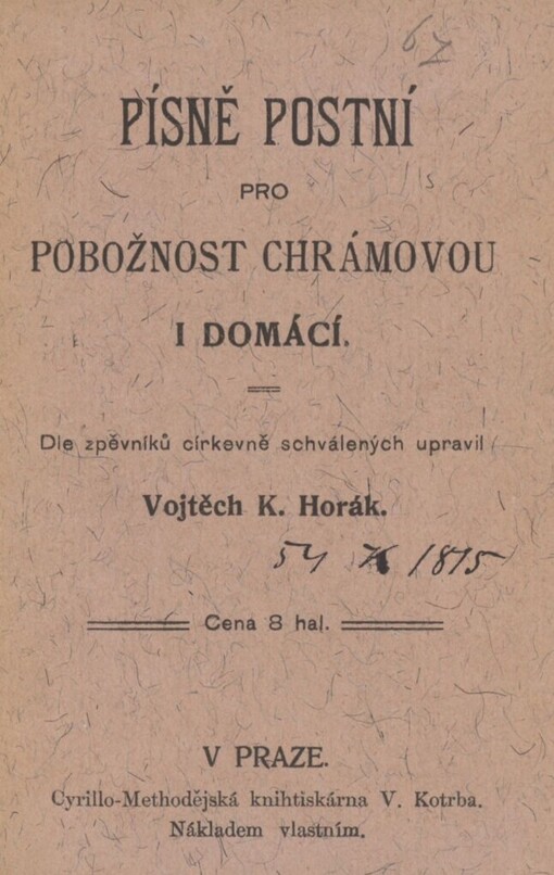 Písně postní pro pobožnost chrámovou i domácí