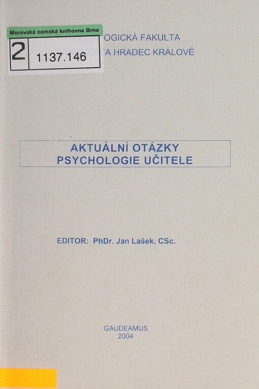 Aktuální otázky psychologie učitele