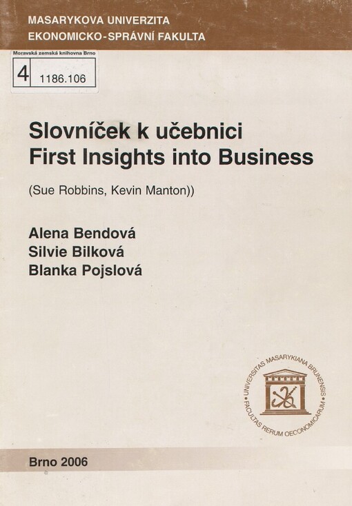 Slovníček k učebnici First Insights into Business (Sue Robbins, Kevin Manton)