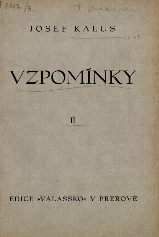 Vzpomínky.II.Vzpomínky intimní a literární
