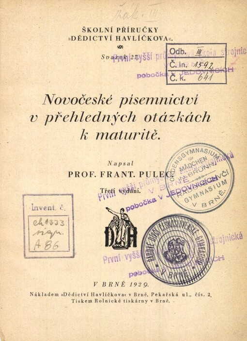 Novočeské písemnictví v přehledných otázkách k maturitě