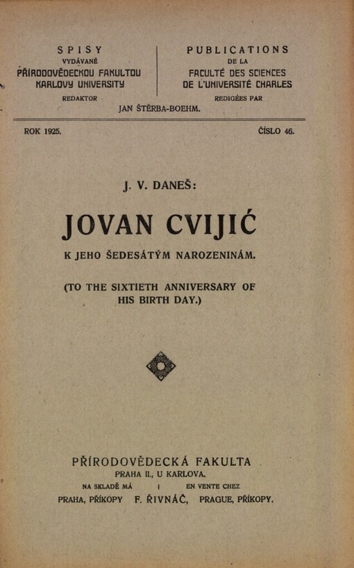 Jovan Cvijić: k jeho 60. narozeninám