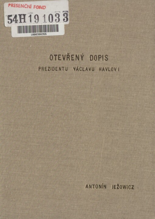 Otevřený dopis prezidentu Václavu Havlovi :v otázce projektu Hudební výchovy a Hudebního oboru Základní umělecké školy