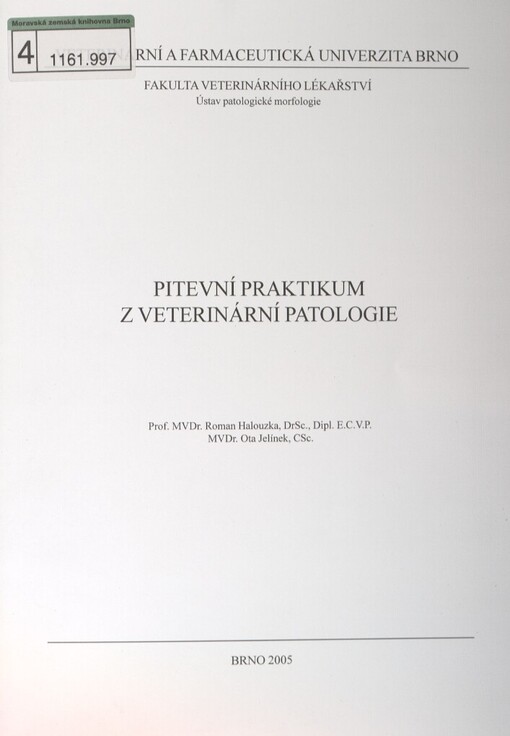 Pitevní praktikum z veterinární patologie