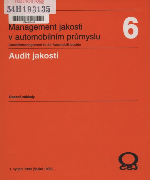 Audit jakosti: obecné základy