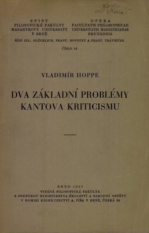 Dva základní problémy Kantova kriticismu