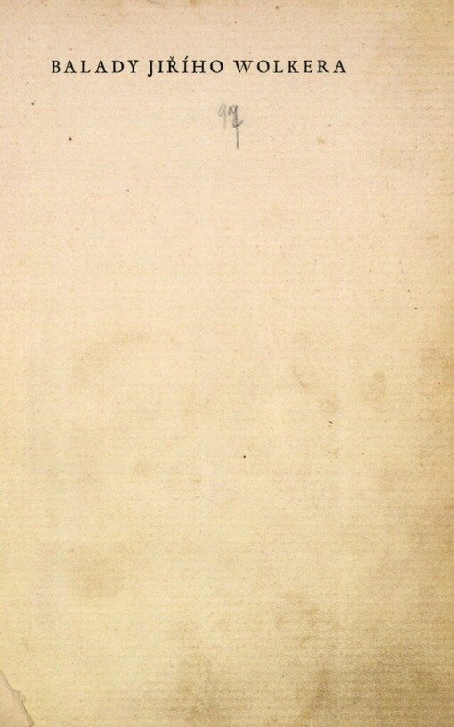 Balady Jiřího Wolkera