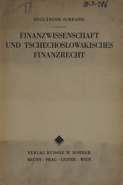 Finanzwissenschaft und tschechoslowakisches Finanzrecht.I.-II. Teil
