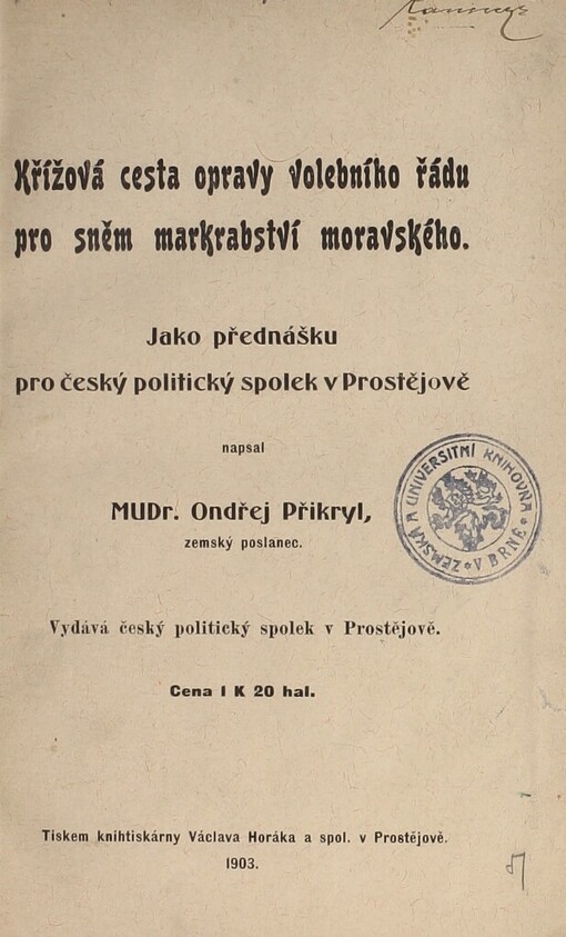 Křížová cesta volebního řádu pro sněm markrabství moravského