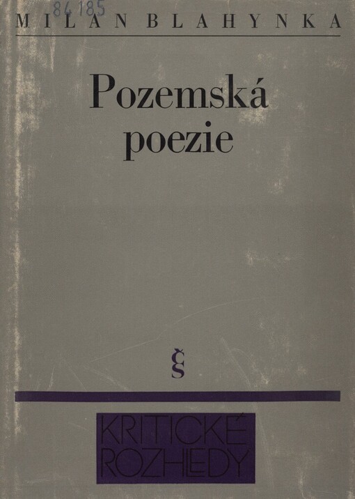 Pozemská poezie :Kapitoly k české poezii (1945-1975)