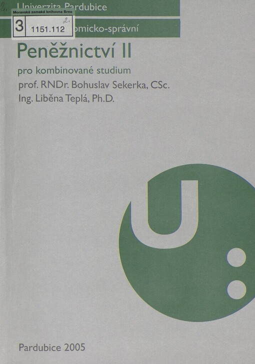 Peněžnictví: pro kombinované studium