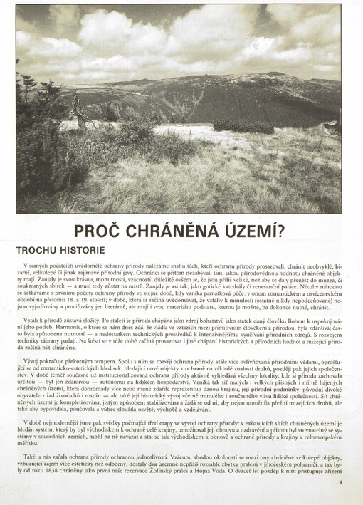 Proč chráněná území?: První ohlas české ochrany přírody na akční plán pro chráněná území v Evropě
