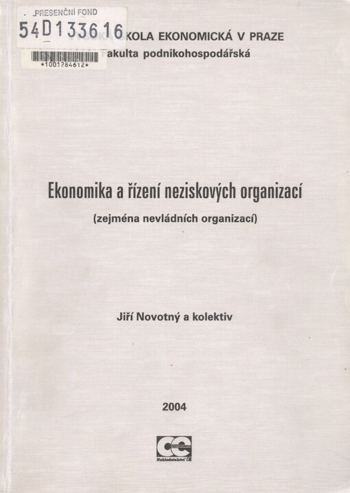 Ekonomika a řízení neziskových organizací (zejména nevládních organizací)