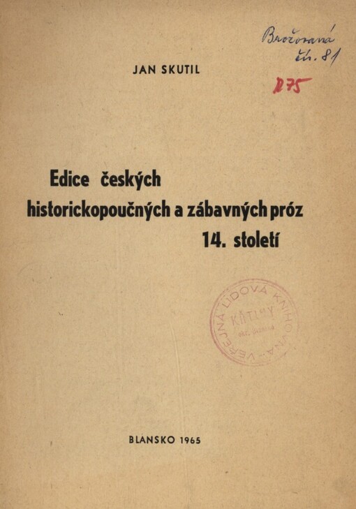 Edice českých historickopoučných a zábavných próz 14. století
