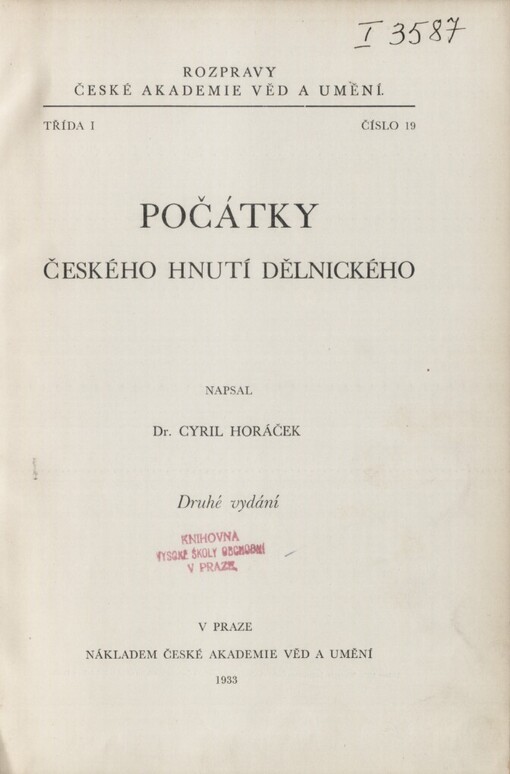 Počátky českého hnutí dělnického